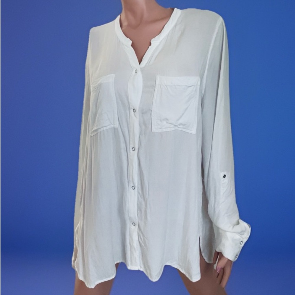JOFIT Lightweight Resort Style Snap Button White Shirt XL